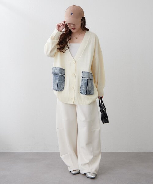 Remind me and forever（リマインドミーアンドフォーエバー）の「【WEB限定】デニムポケットVカーディガン（カーディガン/ボレロ・レディース・ピンク/ブルー/グレー/オフホワイト・FREE）」の8枚目の写真