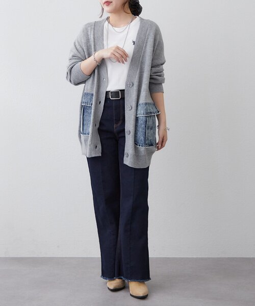 Remind me and forever（リマインドミーアンドフォーエバー）の「【WEB限定】デニムポケットVカーディガン（カーディガン/ボレロ・レディース・ピンク/ブルー/グレー/オフホワイト・FREE）」の13枚目の写真