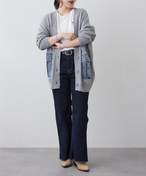 Remind me and forever（リマインドミーアンドフォーエバー）の「【WEB限定】デニムポケットVカーディガン（カーディガン/ボレロ・レディース・ピンク/ブルー/グレー/オフホワイト・FREE）」の15枚目の写真