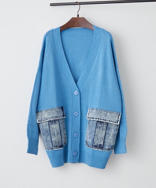 Remind me and forever（リマインドミーアンドフォーエバー）の「【WEB限定】デニムポケットVカーディガン（カーディガン/ボレロ・レディース・ピンク/ブルー/グレー/オフホワイト・FREE）」の19枚目の写真