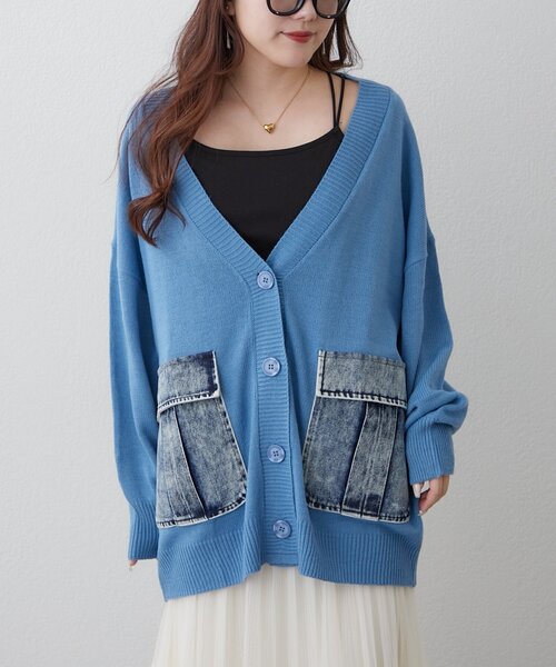 Remind me and forever（リマインドミーアンドフォーエバー）の「【WEB限定】デニムポケットVカーディガン（カーディガン/ボレロ・レディース・ピンク/ブルー/グレー/オフホワイト・FREE）」の22枚目の写真