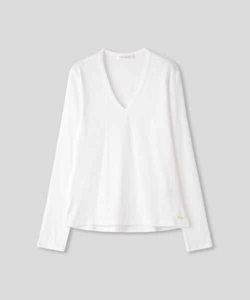 KINO THE KEI(キノザケイ)の「レディ Vネック フライス カットソー プルオーバー KINO THE KEI(Tシャツ/カットソー・レディース・グレイッシュベージュ/ホワイト/ブラック・フリー)」の16枚目の写真