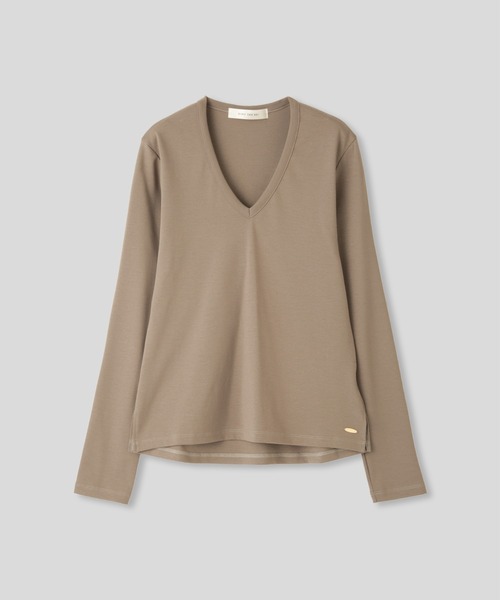 KINO THE KEI(キノザケイ)の「レディ Vネック フライス カットソー プルオーバー KINO THE KEI(Tシャツ/カットソー・レディース・グレイッシュベージュ/ホワイト/ブラック・フリー)」の17枚目の写真