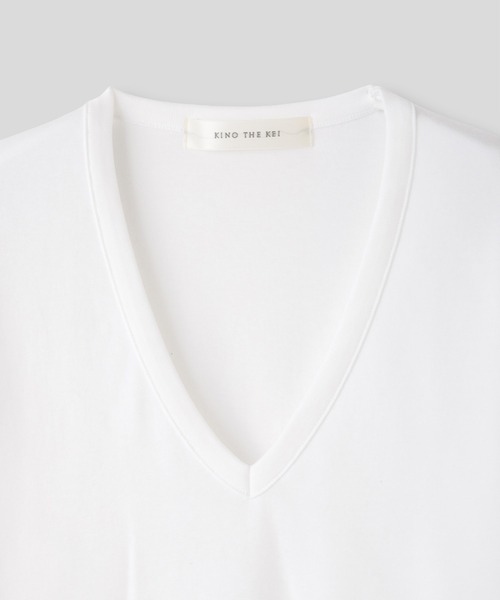 KINO THE KEI(キノザケイ)の「レディ Vネック フライス カットソー プルオーバー KINO THE KEI(Tシャツ/カットソー・レディース・グレイッシュベージュ/ホワイト/ブラック・フリー)」の20枚目の写真