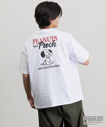 限定展開 PEANUTS ピーナッツ 別注 ビッグシルエット バックプリント クルーネック Tシャツ POOCH