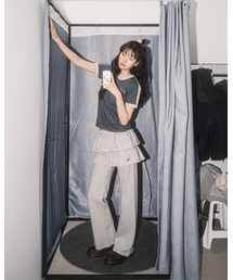 HAVISM（ヘビズム）の「レイヤードスウェットスカートパンツ（グレー）（スウェットパンツ）」