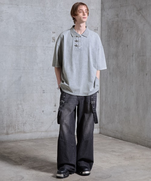 SERACE（セラス）の「【SERACE】Vintage like fireman short sleeve polo shirt / ヴィンテージライクファイヤーマン半袖ポロシャツ（ポロシャツ・メンズ・ブラック/ライトグレー・L/M/S）」の4枚目の写真