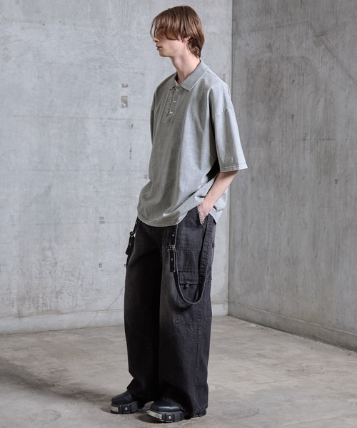 SERACE（セラス）の「【SERACE】Vintage like fireman short sleeve polo shirt / ヴィンテージライクファイヤーマン半袖ポロシャツ（ポロシャツ・メンズ・ブラック/ライトグレー・L/M/S）」の5枚目の写真
