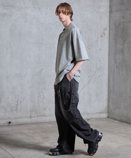 SERACE（セラス）の「【SERACE】Vintage like fireman short sleeve polo shirt / ヴィンテージライクファイヤーマン半袖ポロシャツ（ポロシャツ・メンズ・ブラック/ライトグレー・L/M/S）」の6枚目の写真