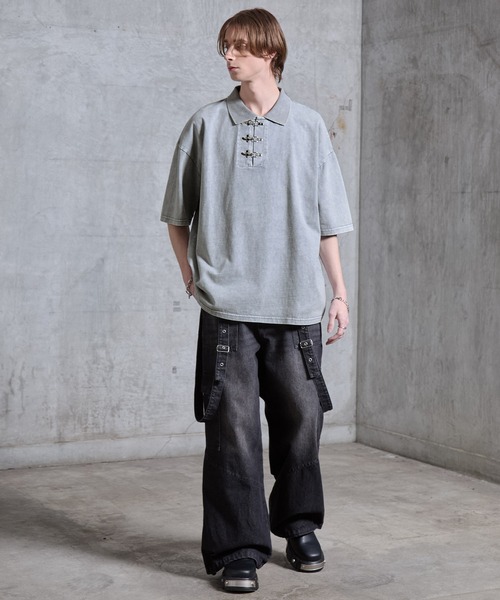SERACE（セラス）の「【SERACE】Vintage like fireman short sleeve polo shirt / ヴィンテージライクファイヤーマン半袖ポロシャツ（ポロシャツ・メンズ・ブラック/ライトグレー・L/M/S）」の11枚目の写真