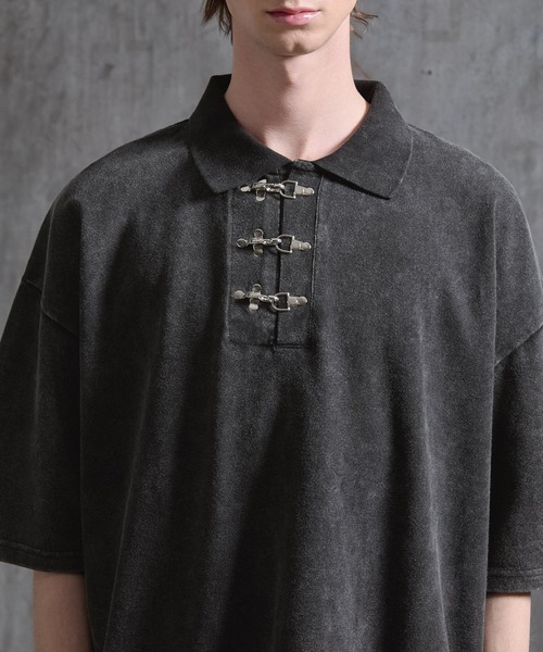 SERACE（セラス）の「【SERACE】Vintage like fireman short sleeve polo shirt / ヴィンテージライクファイヤーマン半袖ポロシャツ（ポロシャツ・メンズ・ブラック/ライトグレー・L/M/S）」の15枚目の写真