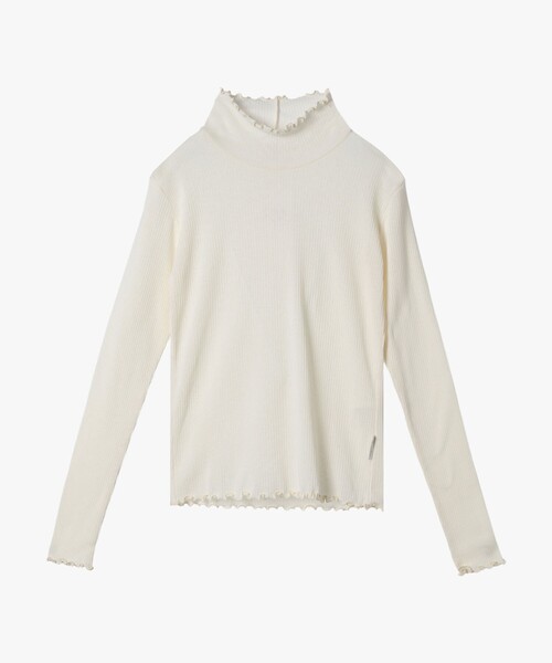 To b. by agnes b.（トゥービーバイアニエスベー）の「シャーリング ジャージー タートル プルオーバー（Tシャツ/カットソー・レディース・ホワイト・FREE）」の2枚目の写真