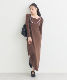 【2点セット】レイヤードバイカラーカットワンピース