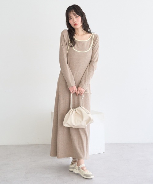 earth music&ecology(アースミュージックアンドエコロジー)の「【2点セット】レイヤードバイカラーカットワンピース(ワンピース・レディース・ブラック/ブラウン/ベージュ・FREE)」の17枚目の写真