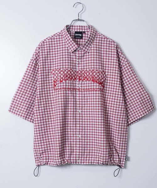 THRASHER(スラッシャー)の「【at】〔THRASHER/スラッシャー〕ダメージアップリケ ドローコード付きミニチェックシャツ(シャツ/ブラウス・メンズ・ブラック/サックスブルー/レッド・MEDIUM/LARGE)」の10枚目の写真
