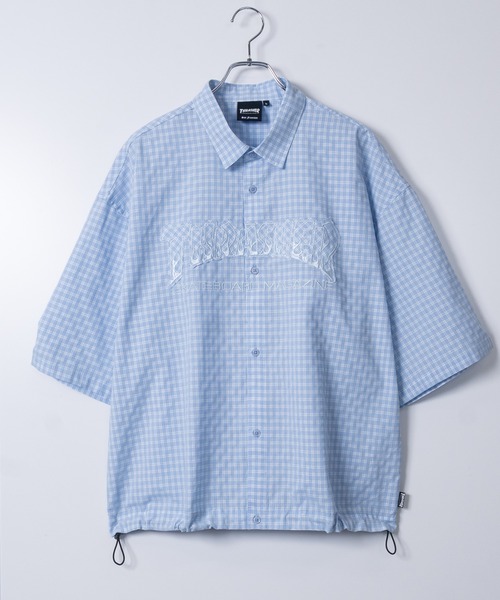 THRASHER(スラッシャー)の「【at】〔THRASHER/スラッシャー〕ダメージアップリケ ドローコード付きミニチェックシャツ(シャツ/ブラウス・メンズ・ブラック/サックスブルー/レッド・MEDIUM/LARGE)」の8枚目の写真