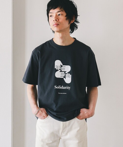 BEAMS RECORDS(ビームスレコーズ)の「POET MEETS DUBWISE / SOLIDARITY T-Shirt(Tシャツ/カットソー・メンズ・ホワイト/ブラック系その他4・LARGE/MEDIUM/X-LARGE)」の1枚目の写真