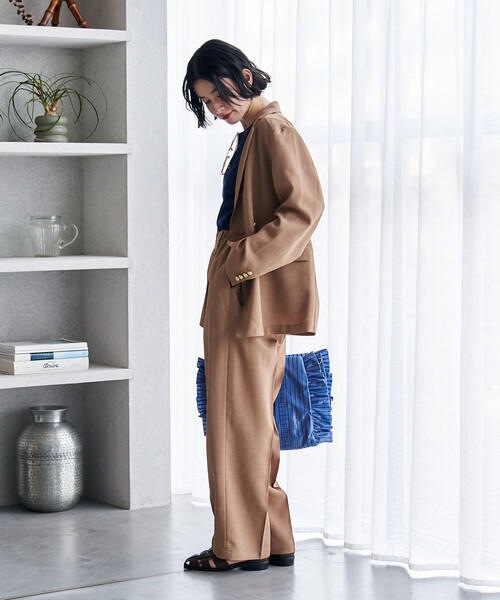 FREAK'S STORE(フリークスストア)の「接触冷感/UV LINEN TOUCH ダブルブレストジャケット セットアップ/リネンタッチ 限定展開(セットアップ・レディース・ブラック/ネイビー/ベージュ・SMALL/MEDIUM)」の9枚目の写真