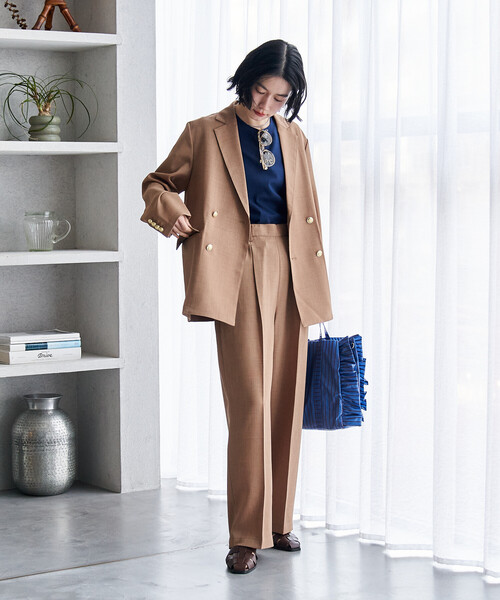 FREAK'S STORE(フリークスストア)の「接触冷感/UV LINEN TOUCH ダブルブレストジャケット セットアップ/リネンタッチ 限定展開(セットアップ・レディース・ブラック/ネイビー/ベージュ・SMALL/MEDIUM)」の11枚目の写真