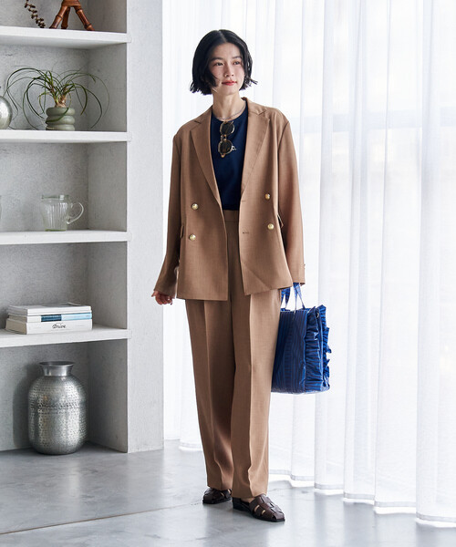 FREAK'S STORE(フリークスストア)の「接触冷感/UV LINEN TOUCH ダブルブレストジャケット セットアップ/リネンタッチ 限定展開(セットアップ・レディース・ブラック/ネイビー/ベージュ・SMALL/MEDIUM)」の12枚目の写真