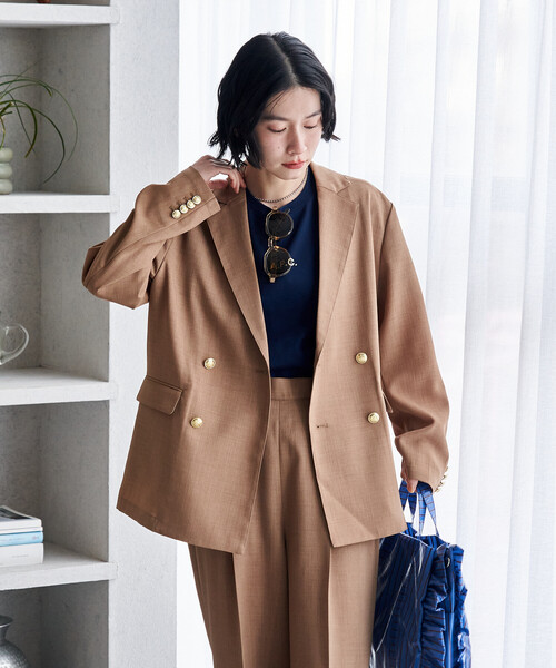 FREAK'S STORE(フリークスストア)の「接触冷感/UV LINEN TOUCH ダブルブレストジャケット セットアップ/リネンタッチ 限定展開(セットアップ・レディース・ブラック/ネイビー/ベージュ・SMALL/MEDIUM)」の15枚目の写真
