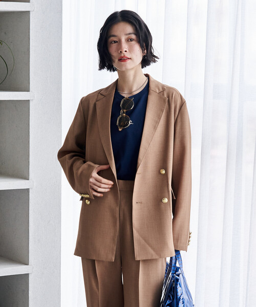 FREAK'S STORE(フリークスストア)の「接触冷感/UV LINEN TOUCH ダブルブレストジャケット セットアップ/リネンタッチ 限定展開(セットアップ・レディース・ブラック/ネイビー/ベージュ・SMALL/MEDIUM)」の16枚目の写真