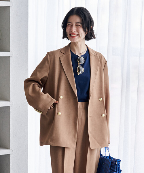 FREAK'S STORE(フリークスストア)の「接触冷感/UV LINEN TOUCH ダブルブレストジャケット セットアップ/リネンタッチ 限定展開(セットアップ・レディース・ブラック/ネイビー/ベージュ・SMALL/MEDIUM)」の17枚目の写真