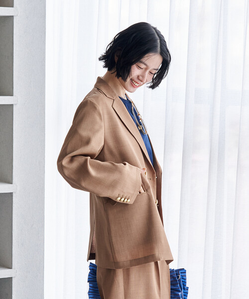 FREAK'S STORE(フリークスストア)の「接触冷感/UV LINEN TOUCH ダブルブレストジャケット セットアップ/リネンタッチ 限定展開(セットアップ・レディース・ブラック/ネイビー/ベージュ・SMALL/MEDIUM)」の18枚目の写真