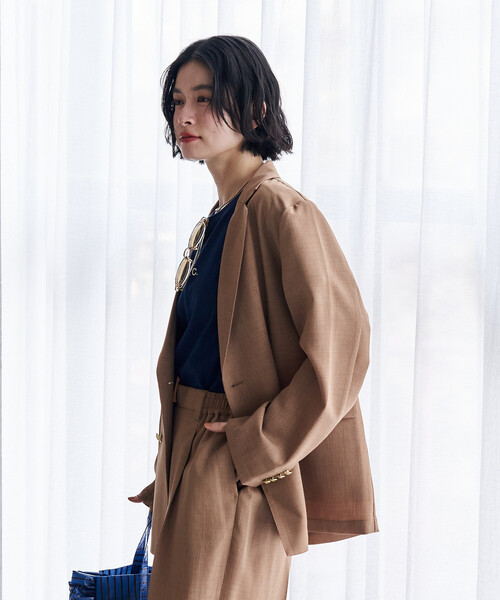 FREAK'S STORE(フリークスストア)の「接触冷感/UV LINEN TOUCH ダブルブレストジャケット セットアップ/リネンタッチ 限定展開(セットアップ・レディース・ブラック/ネイビー/ベージュ・SMALL/MEDIUM)」の21枚目の写真