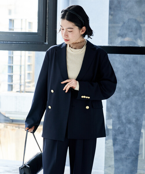 セール】接触冷感/UV LINEN TOUCH ダブルブレストジャケット