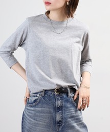 無地コットン天竺７分袖Tシャツ