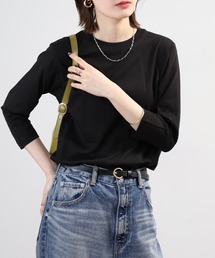 無地コットン天竺7分袖Tシャツ