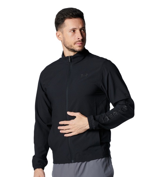 UNDER ARMOUR(アンダーアーマー)の「アンダーアーマー UAフレッシュウーブン フルジップ ジャケット(ジャージ・メンズ・ブラック×ブラック/グレー・3L/LL/L/M/S)」の2枚目の写真