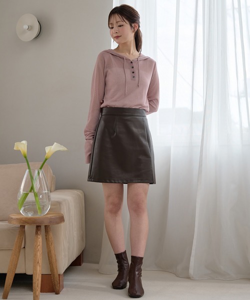 mideal(マイディール)の「sheer long sleeve hoodie tops / シアーロングスリーブフーディトップス(Tシャツ/カットソー・レディース・グレイッシュブルー/アイボリー/ピンク・FREE)」の16枚目の写真