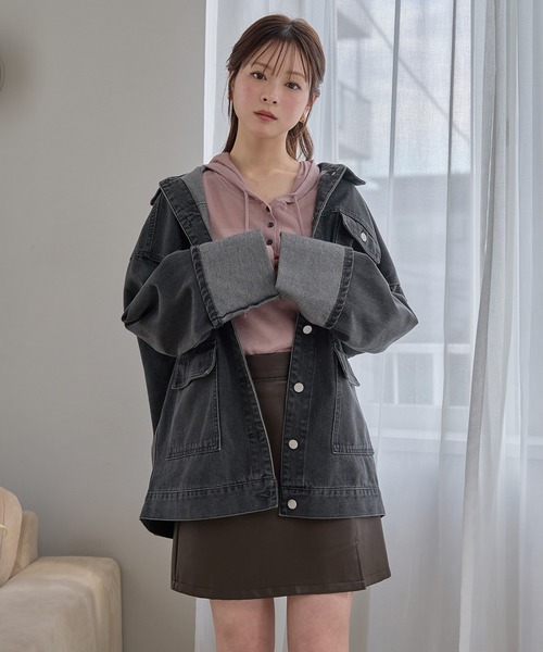 mideal(マイディール)の「sheer long sleeve hoodie tops / シアーロングスリーブフーディトップス(Tシャツ/カットソー・レディース・グレイッシュブルー/アイボリー/ピンク・FREE)」の8枚目の写真