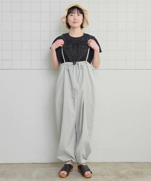 l'atelier du savon(アトリエドサボン)の「ぽつぽつしたミニチェック 細リボンつりパンツ(その他パンツ・レディース・ブルー/ブラック/ピンク・FREE)」の17枚目の写真