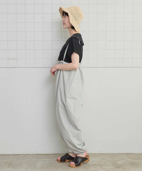 l'atelier du savon(アトリエドサボン)の「ぽつぽつしたミニチェック 細リボンつりパンツ(その他パンツ・レディース・ブルー/ブラック/ピンク・FREE)」の19枚目の写真