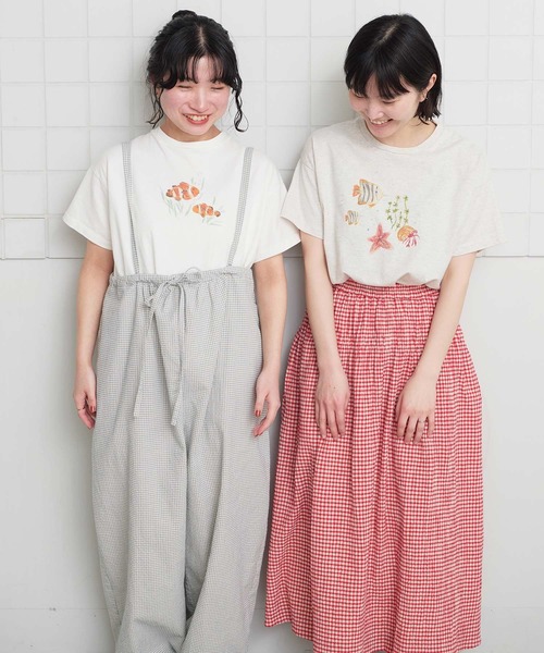 l'atelier du savon(アトリエドサボン)の「ぽつぽつしたミニチェック 細リボンつりパンツ(その他パンツ・レディース・ブルー/ブラック/ピンク・FREE)」の11枚目の写真