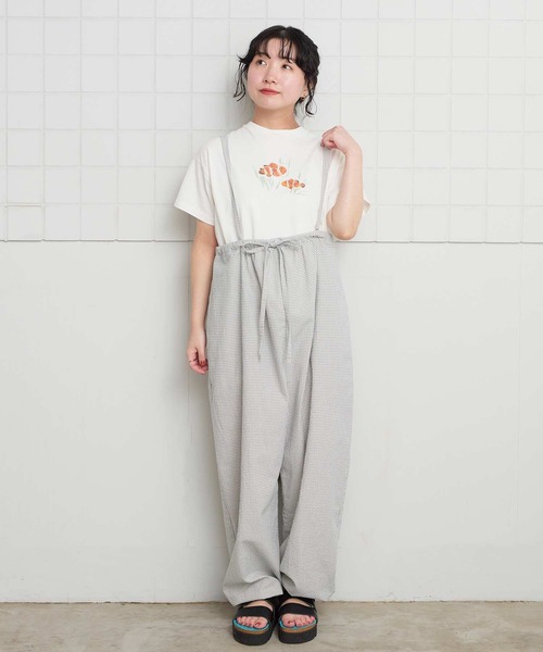 l'atelier du savon(アトリエドサボン)の「ぽつぽつしたミニチェック 細リボンつりパンツ(その他パンツ・レディース・ブルー/ブラック/ピンク・FREE)」の12枚目の写真