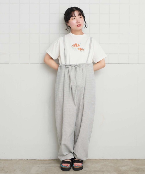 l'atelier du savon(アトリエドサボン)の「ぽつぽつしたミニチェック 細リボンつりパンツ(その他パンツ・レディース・ブルー/ブラック/ピンク・FREE)」の13枚目の写真