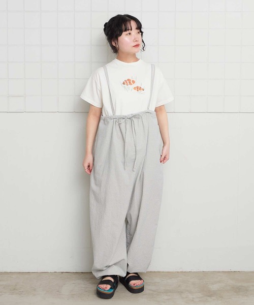 l'atelier du savon(アトリエドサボン)の「ぽつぽつしたミニチェック 細リボンつりパンツ(その他パンツ・レディース・ブルー/ブラック/ピンク・FREE)」の16枚目の写真