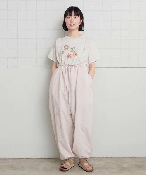 l'atelier du savon(アトリエドサボン)の「ぽつぽつしたミニチェック 細リボンつりパンツ(その他パンツ・レディース・ブルー/ブラック/ピンク・FREE)」の4枚目の写真