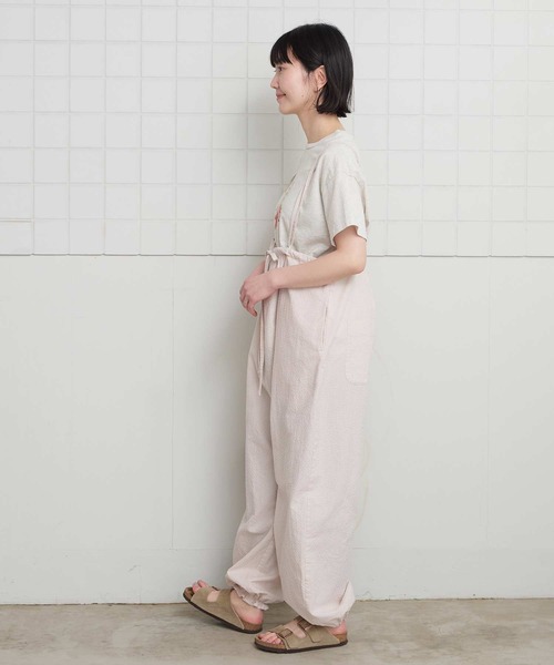 l'atelier du savon(アトリエドサボン)の「ぽつぽつしたミニチェック 細リボンつりパンツ(その他パンツ・レディース・ブルー/ブラック/ピンク・FREE)」の7枚目の写真