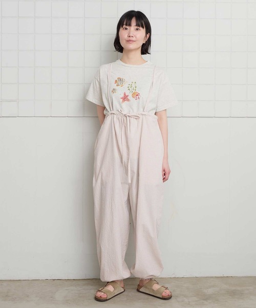 l'atelier du savon(アトリエドサボン)の「ぽつぽつしたミニチェック 細リボンつりパンツ(その他パンツ・レディース・ブルー/ブラック/ピンク・FREE)」の9枚目の写真