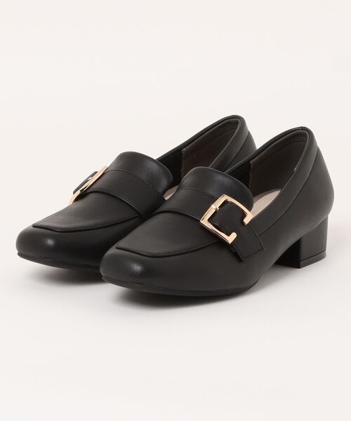 ABC-MART(エービーシーマート)の「ABC SELECT エービーシーセレクト PUFF HEEL LFR 3.5 パフヒールローファー 3.5 W5079 BLACK(パンプス・レディース・ブラック・X-LARGE/LARGE/MEDIUM/SMALL)」の1枚目の写真