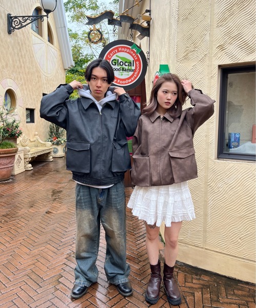 My sugar Babe(マイシュガーベイブ)の「embroidered leather blouson(ブルゾン・メンズ・ブラック・LARGE/MEDIUM)」の2枚目の写真