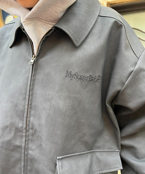 My sugar Babe(マイシュガーベイブ)の「embroidered leather blouson(ブルゾン・メンズ・ブラック・LARGE/MEDIUM)」の8枚目の写真
