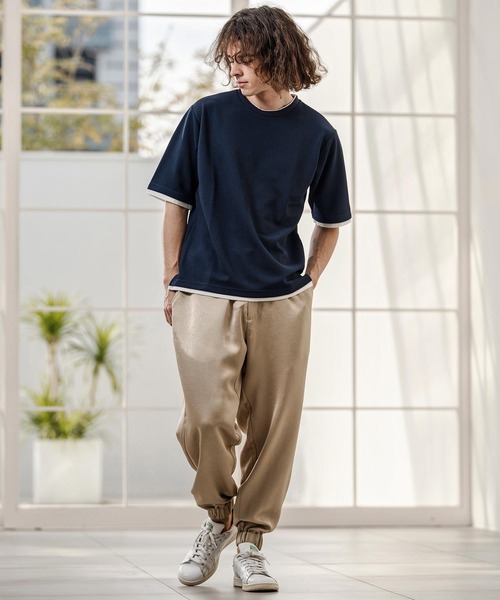 CAMBIO（カンビオ）の「mp14752-サテンライクドレープリブパンツ(26048CMY)（その他パンツ・メンズ・ブラック/ベージュ/ネイビー・S/M/L）」の8枚目の写真