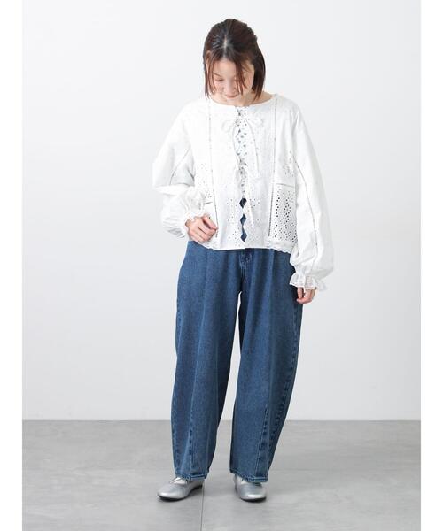 Samansa Mos2(サマンサ モスモス)の「花柄パターンメッシュレース付ノースリーブ(Tシャツ/カットソー・レディース・オフホワイト/チャコールグレー/キナリ・F)」の5枚目の写真