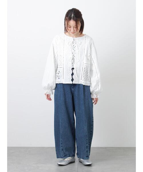 Samansa Mos2(サマンサ モスモス)の「花柄パターンメッシュレース付ノースリーブ(Tシャツ/カットソー・レディース・オフホワイト/チャコールグレー/キナリ・F)」の6枚目の写真